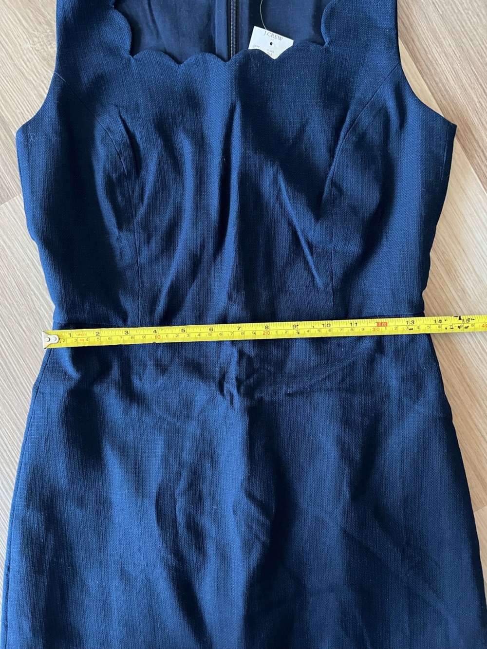 J.Crew Navy Scalloped Sheath Dress Size 2 NWT Lined Cotton Workwear - Picture 7 of 13